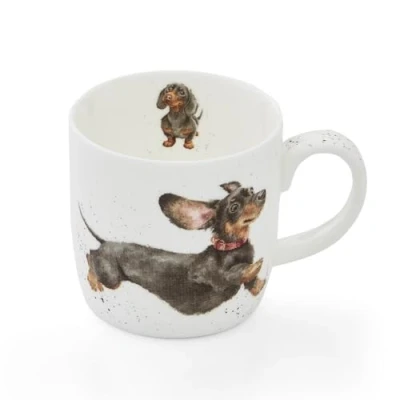 Afbeelding van Wrendale mok &#039;That Friday Feeling&#039; dachshund Mug Royal Worcester Beker Teckel Porseleinen Mokken Designs Honden