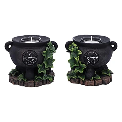 Afbeelding van Nemesis Now Kaarsenstandaard Ivy Cauldron(Set of 2) Zwart