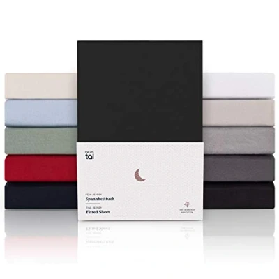 Afbeelding van Blumtal Hoeslaken Premium Jersey 180 x 200 cm tot 25 Matrashoogte Zwart 100% Katoen