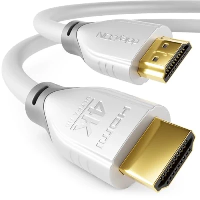 Afbeelding van deleyCON 2m HDMI Kabel 2.0 a/b HDR 10+ UHD 2160p 4K@60Hz YUV 4:4:4 HDCP 2.2 3D ARC Dolby Digital + Atmos Wit Grijs