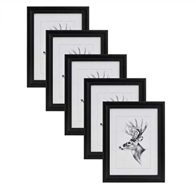 Afbeelding van Fotolijst, houten lijst met glasplaat, set van 5 stuks