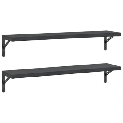 Afbeelding van vidaXL Wandschappen 2 st 100x23,5 cm roestvrijstaal zwart
