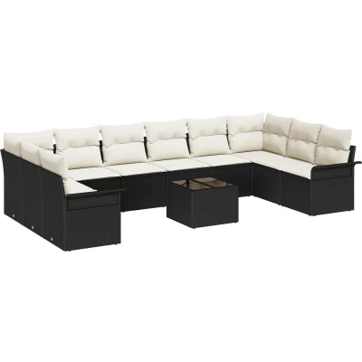 Afbeelding van vidaXL 10 delige tuin sofa set met kussens Bruin Poly Rattan