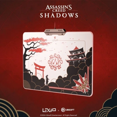 Afbeelding van LEXIP x UBISOFT Assassin&#039;s Creed Shadows Harde Gaming Muismat 35 cm 28 Exclusief AC design Instelbare verlichting in rand wit, rood, zwart