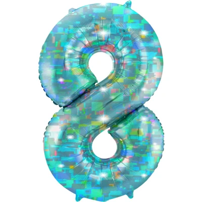 Afbeelding van Helium Ballon cijfer 8 Galactic Aqua 101cm