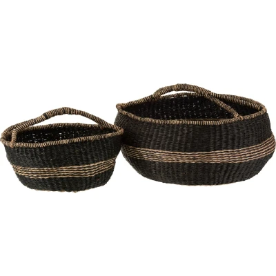 Afbeelding van J Line set van 2 manden Rond zeegras zwart