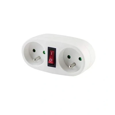 Image de CHACON Domino blanc avec interrupteur 2 x 16 A