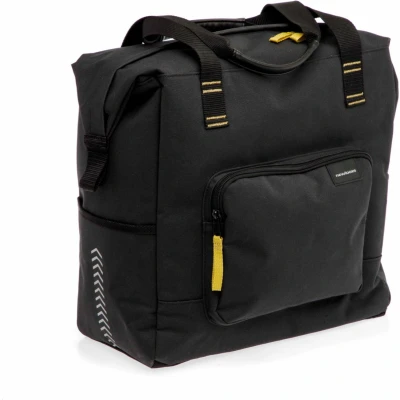 Afbeelding van New Looxs ® Tulum Camella Enkele Fietstas 100% Gerecycled Polyester Shopper met Rits Pakaftas Enkel Boodschappentas Haken Stevig en Afneembaar 26 Liter Zwart