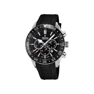 Afbeelding van Festina Herenhorloges, kwarts, analoog, 32020954, zwart/zilver, één maat, lanyards, Zwart/Zilver