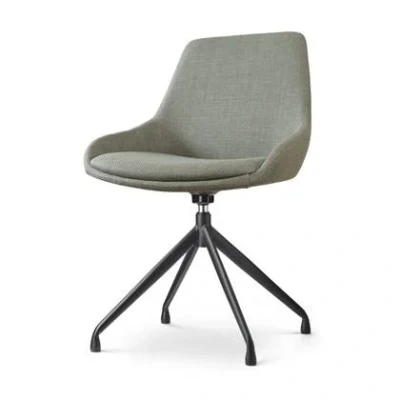 Afbeelding van Nolon Nola Isa Eetkamerstoel Draaibaar Groen Stof Zwart Onderstel Design Scandinavisch Comfortabel