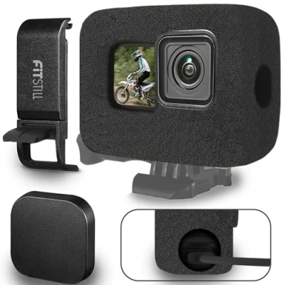 Afbeelding van FitStill Windslayer winddichte beschermhoes voor Go Pro Hero 13/Hero 12/Hero 11/Hero 10/Hero 9 zwart schuim windruisonderdrukking audio opname video accessoires