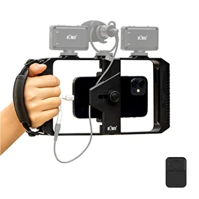 Afbeelding van Smartphone videohouder met draadloze afstandsbediening + polsband, telefoonstabilisator, draagbare filmhouder 3 klauwhouders voor vlogging YouTube Videomaker