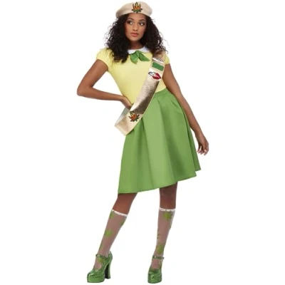 Afbeelding van Smiffy&#039;s Hippie Kostuum Keurige Wiet Dame Vrouw Geel, Groen Medium Carnavalskleding Verkleedkleding