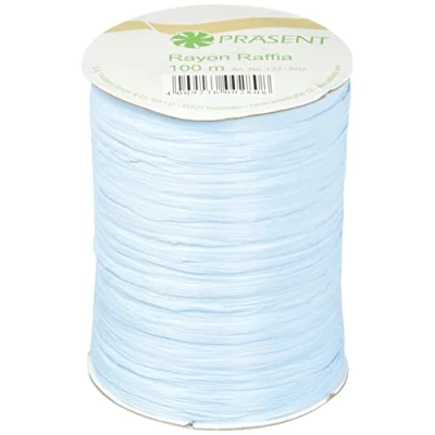 Afbeelding van Raffia 100m. style hemelsblauw Lichtblauw afbreekbaar lint Baby Blue / 100m Spoel