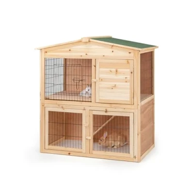 Afbeelding van Houten Konijnenhok Klein Dierenhok Outdoor 98x54x100 Cm