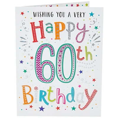 Afbeelding van Regal Publishing Wenskaart voor de 60e verjaardag, modern, 20,3 x 15,2 cm