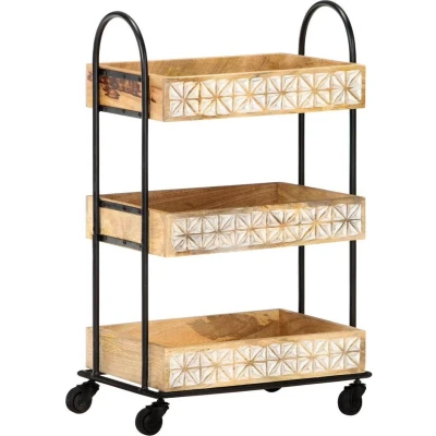 Afbeelding van Keukentrolley 3 laags 46x30x76 cm massief mangohout