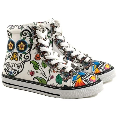 Afbeelding van Goby Sugar Skull Dames Sneakers Handgemaakt Vegan Leer Maat 36