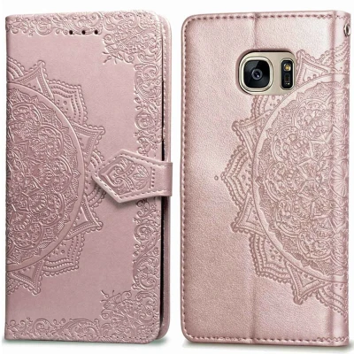 Afbeelding van iMoshion Hoesje Geschikt voor Samsung Galaxy S7 Met Pasjeshouder Mandala Bookcase Rosé Goud