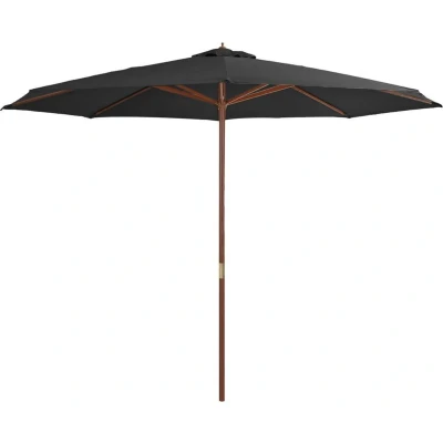 Afbeelding van Parasol met houten paal 350 cm antraciet