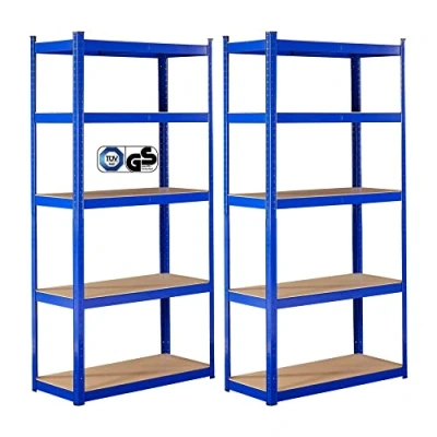Afbeelding van AREBOS 2x Stellingkast Stellingkasten Opbergrek 5 Planken 875 kg Draagkracht 180x90x30 cm Metaal/MDF Blauw