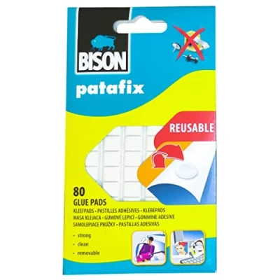 Afbeelding van Set van 3 x 80 inch in the title and change for: BISON patafix verwijderbare en herbruikbare kleefpunten, wit