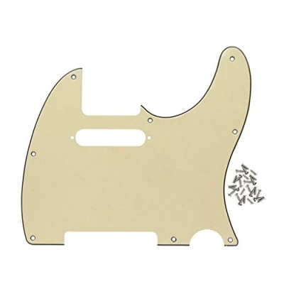 Afbeelding van IKN Tele Pickguard met 8 gaten, 3 laags, crèmekleurig, voor hals gat spatbord bevestigingsschroef Telecaster Standard Fender US/Mexicaans