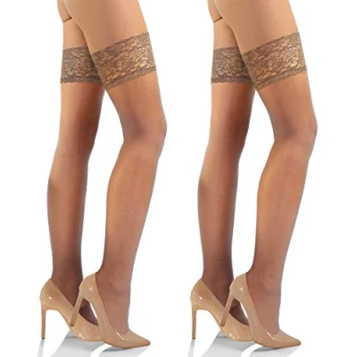 Afbeelding van sesto senso 1 of 2 paar 15 denier hot fixerende kousen voor dames met kant, stuks Vision