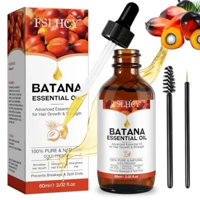 Afbeelding van Batana Oil for Hair Growth 60 ml olie voor droog en beschadigd haar, stimuleert de haargroei, voedt hoofdhuid wenkbrauwen wimpers, huidverzorging (60