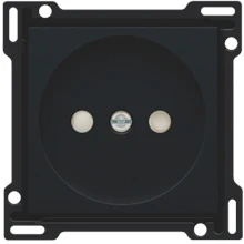 Afbeelding van Niko Pure Black Steel, afwerking voor stopcontact zonder aarding met kinderveiligheid, inbouwdiepte 21 mm