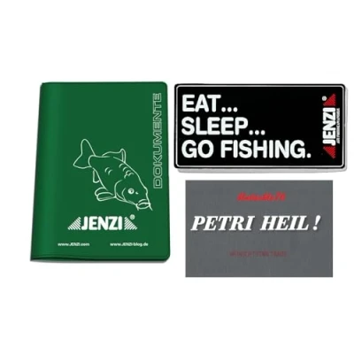 Afbeelding van blntackle76 Jenzi paspoorthoes met Eat Sleep Go Fisching sticker