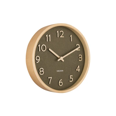 Afbeelding van Karlsson Wandklok Pure Wood Grain Small Mosgroen Ø22cm