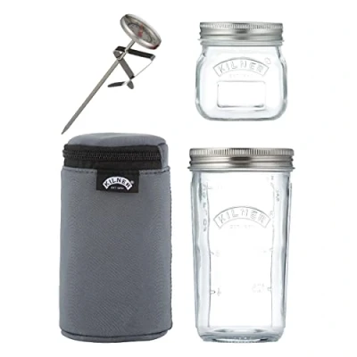 Afbeelding van Kilner Yoghurtmaker Incl. Isolerende hoes &amp; RVS thermometer 0.25 0.5L weckpotten Glas