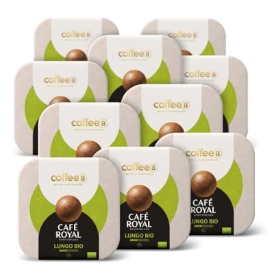 Afbeelding van 90 Coffee Balls Lungo Bio 100% composteerbaar premium koffieballen speciaal ontwikkeld voor het gebruik van CoffeB by Café Royal koffiezetapparaat