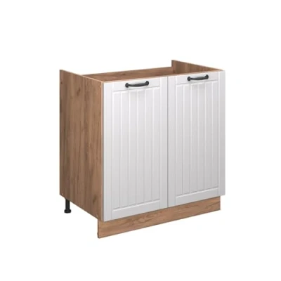Afbeelding van Vicco Fame Line Wastafelonderkast Wit Landhuis 80 cm zonder werkblad