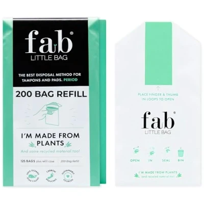 Afbeelding van Fab Little Bag vuilniszakken voor hygiëne, schoon, geurwerend, milieuvriendelijk, luchtdicht, draagbaar, navulverpakking dispenser, 200 stuks