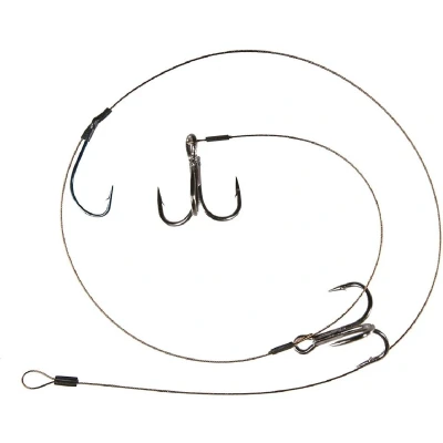 Afbeelding van Dragon Treble Hook Deadbait Leader 18kg 50cm no.2 Roofvis onderlijnen