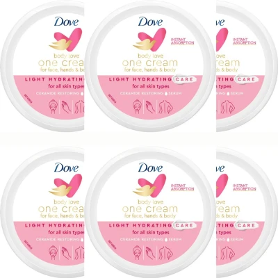 Afbeelding van Dove Body Love One Cream Light Hydraterende Bodycrème 6 x 250 ml Voordeelverpakking
