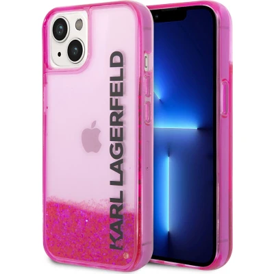 Afbeelding van iPhone 14 Plus Backcase hoesje Karl Lagerfeld Effen Roze Silicone