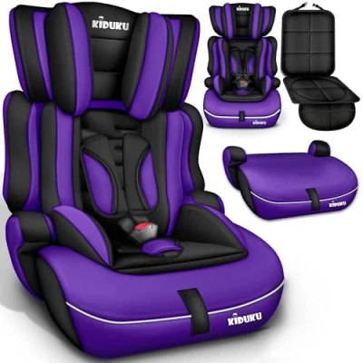 Afbeelding van KIDUKU® Autostoel voor kinderen, met groei, norm ECE R129/03, van 9 kg tot 36 (van 1 12 jaar), groep + 2 3 (zwart/paars)