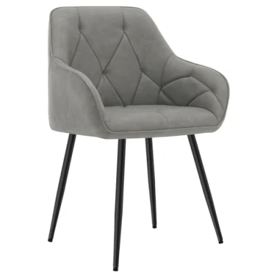 Afbeelding van WOLTU EZS03dgr 1 eetkamerstoel/keuken/woonkamer, ergonomisch, gevoerd, met armleuningen, zitting van vintage kunstleer, metalen poten, donkergrijs