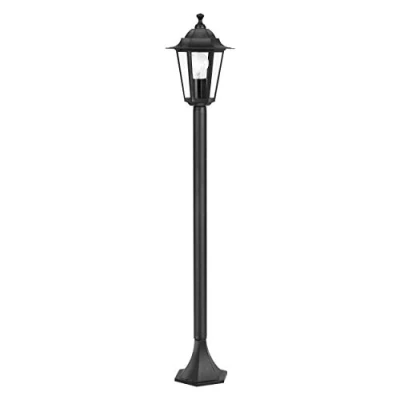 Image de EGLO Lampadaire parisien Laterna 4, luminaire extérieur sur pied, lanterne, lampe de jardin et chemin en fonte d’aluminium Noir verre, douille E27, IP44