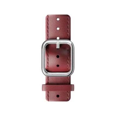 Afbeelding van Withings Hoogwaardige leren armband voor ScanWatch, Steel HR, HR Sport, Move ECG, en Steel, Gebogen zilver leer Bordeaux, riem