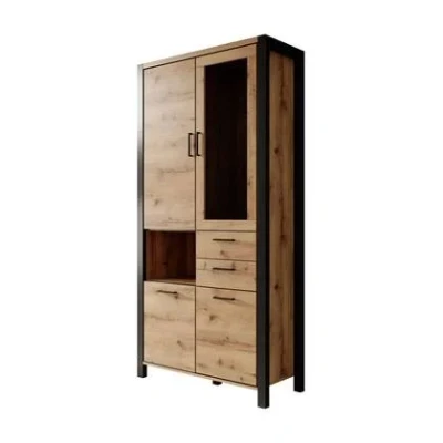 Afbeelding van Meubella Vitrinekast Acapulco Eiken Zwart 99,9 cm