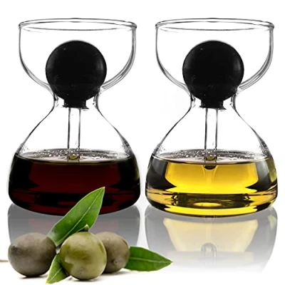 Afbeelding van DropD&#039;olio Set van 2 olie en azijndispensers met glazen pipet, elk 120 ml, perfect voor ciabatta salade