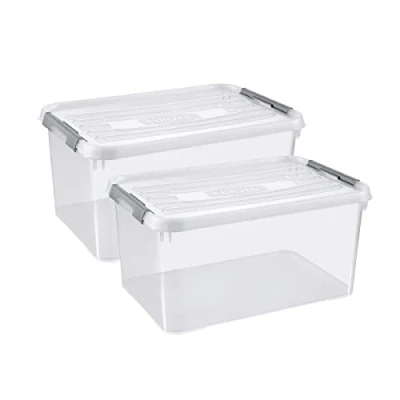 Afbeelding van Curver Handy+ Opbergbox 50L 2 stuks Transparant met deksel