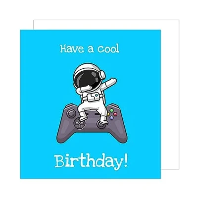 Afbeelding van Edition Seidel Hoogwaardige vierkante verjaardagskaart met envelop Happy Birthday voor mannen, vrouwen, tieners, kinderen, speelcontroller, astronaut (GQ141)