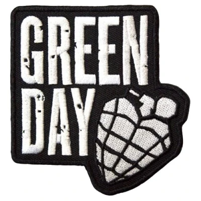 Afbeelding van Green Day Stacked Logo &amp; Grenade Patch Zwart/Wit