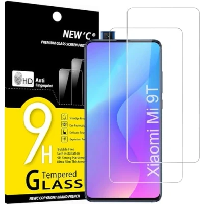 Afbeelding van NEW&#039;C Displaybeschermfolie van gehard glas voor Xiaomi Mi 9T, 9T Pro, krasbestendig, ultra robuust, 0,33 mm HD, transparant, hardheid 9H, 2 stuks