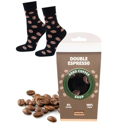 Afbeelding van soxo Caffe Damessokken, cadeau idee, heren, grappig, hoge sokken, katoen, 2 paar, maten, Espresso 1 paar